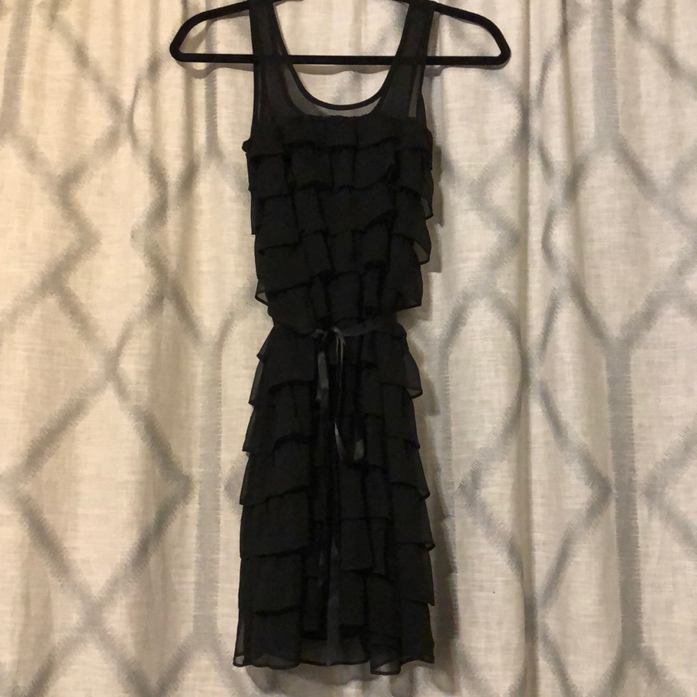 Elegant black ruffle dress